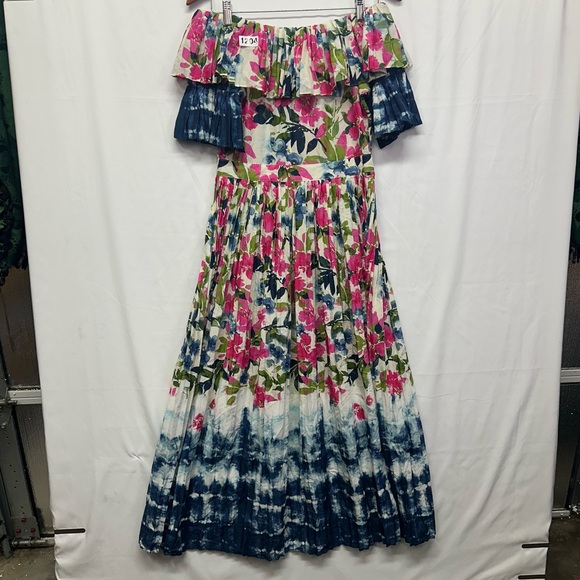 MISA Los Angeles Floral Off Shoulder Dress Pink Blue Small Made USA Revolve - Picture 2 of 9